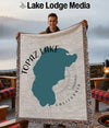 Throw blanket featuring Topaz Lake, California map design and fringed edges.