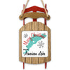 Sleigh ornament with "Merry Christmas From American Lake" text and a lake shape.