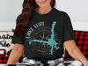 Black t-shirt with Lake Lure and compass design on North Carolina.