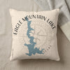 Pillow with Eagle Mountain Lake map graphic and compass rose.