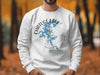 White sweatshirt with a blue Chatuge Lake map graphic and compass.