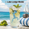 Clear glass with refreshing drink, lime, mint, and map of Grassy Lake, IL.