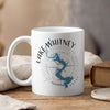 White mug with "Lake Whitney Texas" map design and compass graphic.