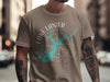 Brown t-shirt with Lake Lanier Georgia map and compass graphic design.
