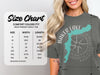 Comfort Colors 1717 heavyweight adult tee size chart with width and length measurements.