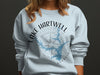 Light blue sweatshirt with Lake Hartwell Georgia map and compass design.
