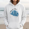 White hoodie featuring Lake Monroe Florida map with compass design.