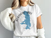 White t-shirt with Flathead Lake Montana graphic and compass rose overlay.