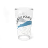 Clear glass pint glass with Kiawah Island map and compass graphic.