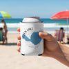 White can cooler with Glen Lake Michigan map and compass rose, held at the beach.
