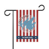 Garden flag with red and white stripes, Leech Lake map, and "The Smith Family" text.
