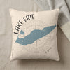 Cushion with a blue map of Lake Erie and compass rose, reading "LAKE ERIE OHIO".