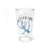 Clear glass pint glass with High Rock Lake map and compass design.