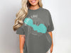 Pearl Lake Wisconsin graphic on gray t-shirt with compass design