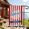 Geneva Lake Wisconsin flag with red and white stripes and family name.