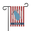 Garden flag with red and white stripes, a blue silhouette of Black Lake, NY, and "The Smith Family" text.
