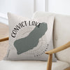 Pillow with Convict Lake California map and compass design.