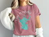 Dusty rose t-shirt with turquoise Lake Pleasant Arizona graphic and compass design.