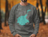 Gray sweatshirt with Timothy Lake, Oregon map and compass graphic.