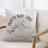 Watts Bar Lake Tennessee map design on a decorative pillow.