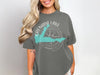 Grenada Lake Mississippi map and compass graphic on grey t-shirt.
