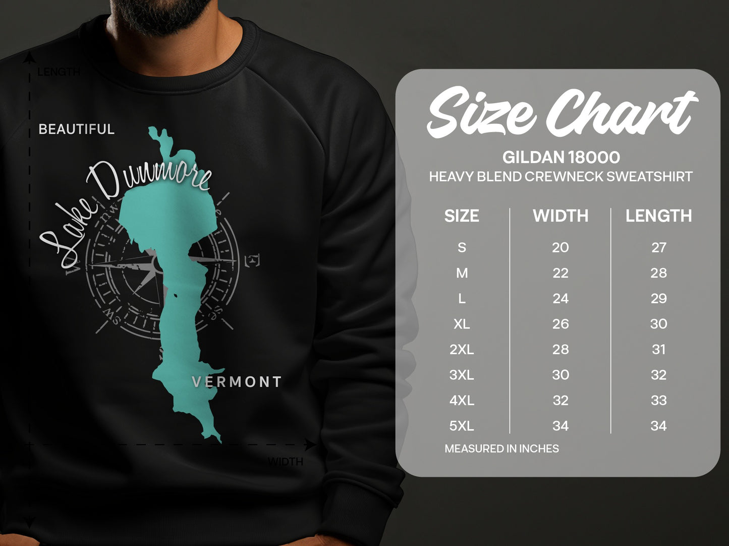 Lake Dunmore Vermont Map Design T-Shirt or Sweatshirt