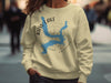 Crewneck sweatshirt with blue Kaw Lake map graphic and Oklahoma text.