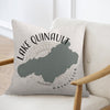 Pillow with Lake Quinault Washington map and compass design.