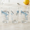Three clear glasses with "Center Hill Lake Tennessee" map design and compass rose.