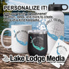 Personalizable mug, tumbler, and water bottle with Sanibel Island compass design.