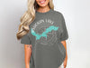 Ashokan Lake New York graphic on a grey t-shirt with compass and map design.