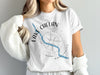 White t-shirt with Lake Chelan Washington graphic and compass rose design.