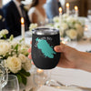 Black tumbler with Georgian Bay map and compass rose design.