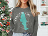 Conneaut Lake Pennsylvania graphic on a dark grey long sleeve shirt.