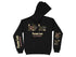 Black hoodie with "Folsom Lake California" and nautical graphics on sleeves.