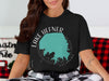 Black t-shirt with turquoise Lake Hefner map and Oklahoma text graphic.