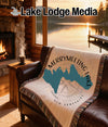 Woven blanket with Merrymeeting Lake map and New Hampshire text.
