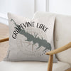 Cushion with Grapevine Lake map graphic and compass rose, reads "Grapevine Lake Texas".