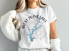 White t-shirt with West Point Lake Georgia map and compass design.