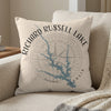 Pillow with Richard Russell Lake map and compass design, Georgia.