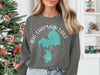 Big Chapman Lake Indiana graphic on a gray crewneck sweatshirt with compass design.