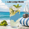 Glass of lemonade with lime and mint on a beach with Lake Quinault map.