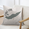 Pillow with Lake Erie outline, compass, and "ONTARIO" text on a light background.
