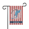 Red and white striped garden flag with Snow Lake WA map and "The Smith Family" text.