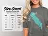 Comfort Colors 1717 size chart for heavyweight adult tee with width and length in inches.
