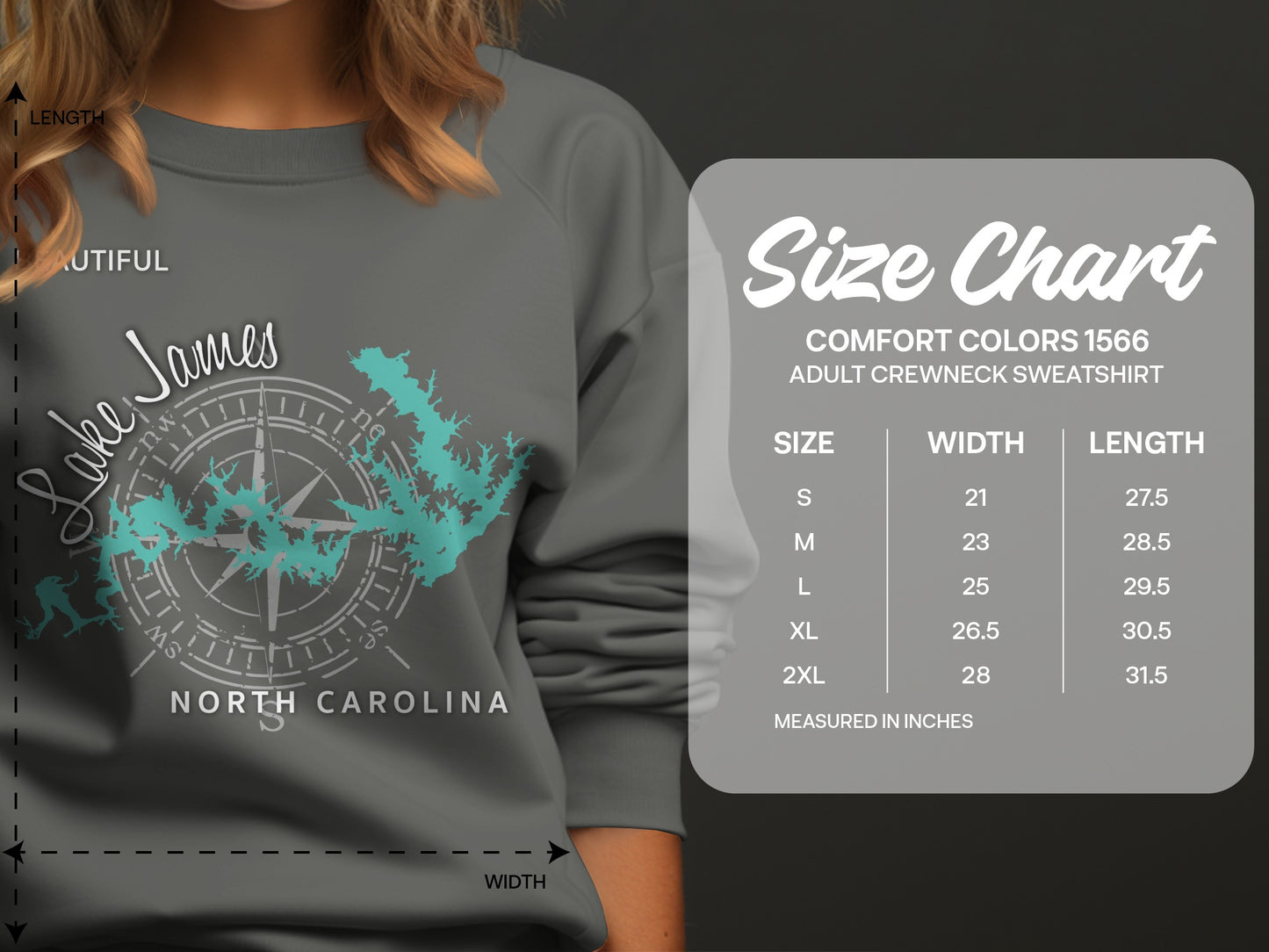 Lake James North Carolina Map Design T-Shirt or Sweatshirt