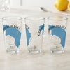 Three clear glasses with Garibaldi Lake map graphics and "British Columbia" text.