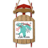 Red wooden sled ornament with "Merry Christmas" and "From Lake Huron" text.