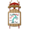 Christmas ornament on a red sled with "Merry Christmas FROM Lake Pend" text.