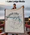 Throw blanket with Fontana Lake map, compass, and North Carolina text.